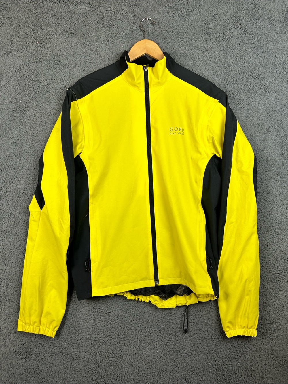Gore Bike Wear Windstopper Active Shell Cycling Jacket Mens XL Yellow Black Zip